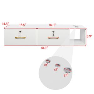 Mueble de Salón Blanco, Gabinete de Aglomerado E0 de 15 mm, con Acabado Lino, Dos Cajones y Tres Orificios, Equipado con Cerradura - Product Image 3