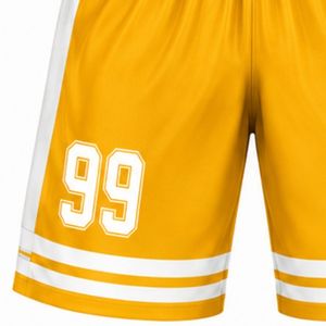 Shorts de hockey sur glace sublimés jaunes pour hommes, en polyester rayé, légers, pour uniforme d'équipe et vêtements de compétition - Product Image 4