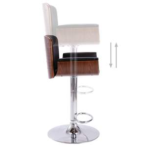 Black and Dark Brown Faux Leather Bar <b>Chair</b> with <b>Bent</b> <b>Wood</b> and Chrome Metal Stylish Bar Stools - Product Image 5