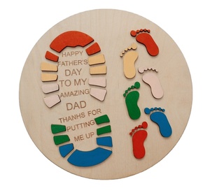 Tablero de pinturas de madera de estilo cruzado antiguo de 20cm, madera contrachapada pulida fuerte para el recuerdo del Día del Padre, caja de huellas encantadoras para el hogar - Product Image 5