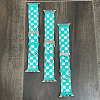 Correa de Reloj de Cuero a Cuadros para Mujer, Correa de Reloj Inteligente de Cuero Genuino Cosida a Mano, Correas de Reloj y Muñeca Duraderas