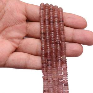 Cuentas sueltas de cuarzo rosa fresa AAA lisas tipo Heishi de 4x5mm para fabricación de joyas, precio al por mayor, piedra preciosa - Product Image 2