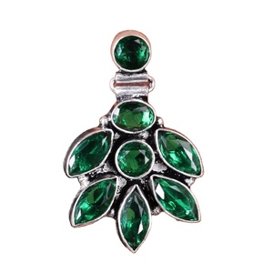 <b>Green</b> Topaz Brass Antique Silver Plated Trendy Drop <b>Earrings</b> Floral Design Wedding Jewelry Wholesale Bulk - Product Image 1