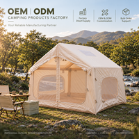 Tente gonflable portable facile à installer, imperméable et résistante au vent, 7.5 ㎡   Tente de camping gonflable avec de grands fenêtres de ventilation