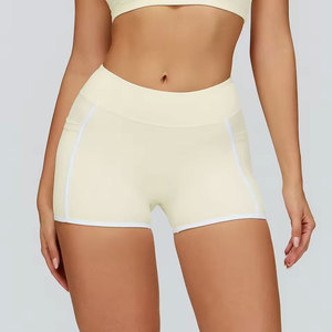 Shorts de yoga taille haute pour femmes, rose, en spandex et polyester, respirants, sportifs, tricotés, avec taille élastique, pour l'entraînement et la gym - Product Image 2