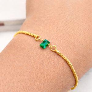Emerald Quartz Slider <b>Bracelet</b> 6x4mm Tiny Gemstone <b>Adjustable</b> Dainty Handmade Charm Jewelry Gift Women - Product Image 2