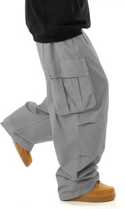 Pantalon de jogging rouge pour homme, taille élastique, cordon de serrage, poches cargo, coupe décontractée, léger, respirant, en coton, automne - Product Image 4