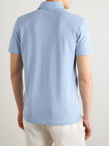 Polo de Punto de Manga Corta para Hombre, Color Azul Cielo, Cuello con Botones, Bolsillo en el Pecho, Casual, Personalizable, Precio de Fábrica al por Mayor - Product Image 3