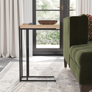 Mesa de Centro Industrial en Forma de C con Perfil Delgado, Estructura Resistente y Superficie Amplia, Ideal para Sala de Estar y Bares - Product Image 3