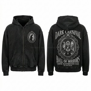 Custom Acid Wash Purple Hoodie Men Vampire Train Graphic Oversized Pullover Vintage Streetwear Heavy Weight Hooded Sweatshirt - Product Image 6