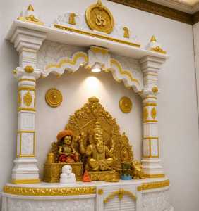 New Vision Luxury Handcrafted Handmade White Marble <b>Mandir</b> Home Traditional Carving Custom Design Premium Pooja Temple - Product Image 2