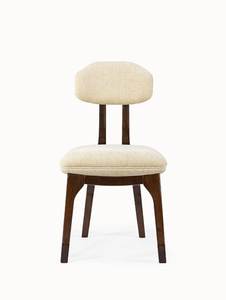 Chaise de salle à manger rembourrée de style Mid-Century Modern, chaise de cuisine vintage en bois massif, chaise d'appoint avec coussin pour restaurant - Product Image 2