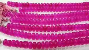 Cuentas redondas lisas de calcedonia rosa intenso natural de 8 mm, vendidas por hebra de 8 pulgadas de largo - Product Image 3