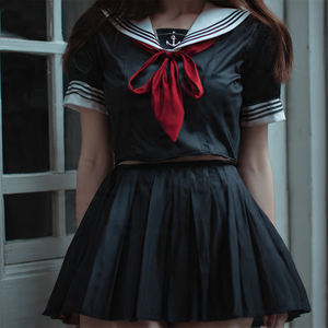 Conjunto de Cosplay de Marinera Escolar, Uniforme Japonés Negro, Disfraz de Cosplay de Sailor Moon Serena - Product Image 2