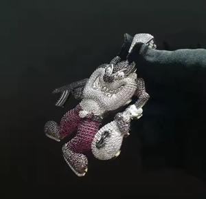 Collier pendentif Moissanite Hip Hop de luxe en argent 925, le plus vendu pour hommes, entièrement serti, prix compétitif, idéal pour les soirées - Product Image 1