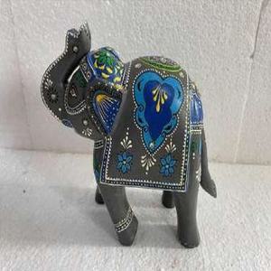Eco-Friendly Custom Shaped Wooden <b>Elephant</b> Statue Home <b>Decorative</b> Accessory with Freestanding Feature Hand Painted Artwork - Product Image 3