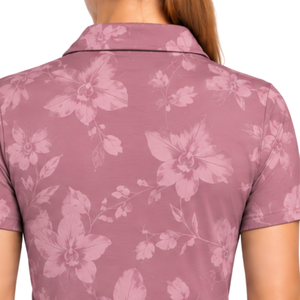 Dusty Rose <b>Women</b> Short Sleeve Printed Golf <b>Polo</b> Shirt Floral Pattern Performance Sports <b>Top</b> Custom Wholesale Breathable Golf - Product Image 6