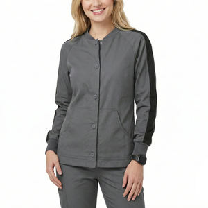 Blouse médicale pour femmes, veste de préchauffage à boutons-pression, uniforme d'infirmière d'hôpital, conception personnalisée, prix de gros, vestes de travail médicales - Product Image 1