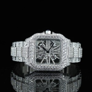 Montre mécanique squelette en acier inoxydable avec moissanite pour homme, cadran de 40 mm, aiguilles, épaisseur de 12 mm, haute qualité - Product Image 5