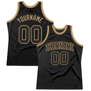 Camiseta de Baloncesto Retro Personalizada Negra con Detalles en Oro Viejo, Uniforme de Equipo Sublimado, Camiseta de Entrenamiento Retro - Product Image 1