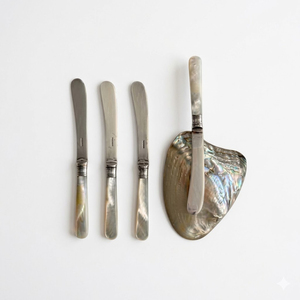 Ensemble de couverts en argent antique avec manche incrusté de nacre naturelle, ensemble de couverts vintage en acier inoxydable pour mariage haut de gamme - Product Image 4