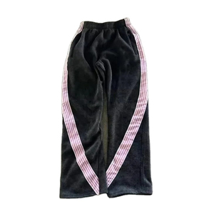 Custom Acid Wash Canvas Straight Lightweight High <b>Elastic</b> <b>Waist</b> Joggers Streetwear Casual Sportswear Side Stripes Sweat Pants - Product Image 2