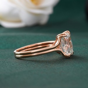 14K Gold Solitaire Engagement <b>Ring</b> 3.02 CT Lab Grown Marquise Cut Emerald Cut Diamond VVS1 Clarity Bezel Bridal Wedding <b>Ring</b> - Product Image 3