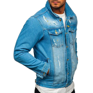 Fall High-End High Street Denim Jacket <b>Men</b> Stand Collar Front Logo Baggy Multi-Pocket Breathable Waterproof Windproof Casual - Product Image 5