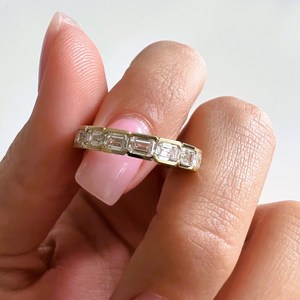 2.5 Carat <b>Emerald</b> Cut Lab Grown Diamond Eternity <b>Ring</b> , Bezel Set <b>Emerald</b> Cut Eternity <b>Band</b> , Lab Diamonds Wedding <b>Band</b> - Product Image 6