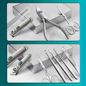 Juego de Cortaúñas de Acero Inoxidable Anti-Salpicaduras de 9/11 Piezas, Estilo Alemán, Kit de Manicura para Uñas Encarnadas y Piel Muerta, Cuidado de las Uñas - Product Image 2