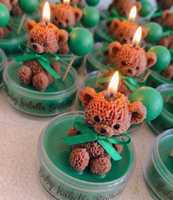 Bougie décorative esthétique pour fête d'enfants, souvenir, mini bougie ours avec ruban, bougie parfumée en cire de soja, cadeau unique pour filles, vente en gros