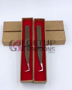 GETUP BROSONS IMPEX Nouvelle pince à épiler professionnelle de haute qualité pour cils, avec revêtement en poudre marron, pointe diamantée argentée à 90 degrés et volume de poignée optimisé - Product Image 3