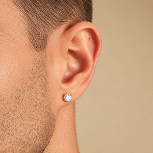 Boucles d'oreilles clous solitaires rondes en diamant de laboratoire, bijoux fins en argent sterling ou or, classiques et élégantes - Product Image 5