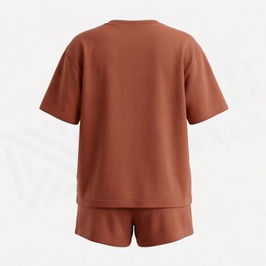 Women's 2 Piece <b>Knitted</b> <b>Set</b> Short Sleeve T Shirt and Above Knee Shorts Geometric Foil Print Casual Loose Fit Spring Summer Wear - Product Image 2
