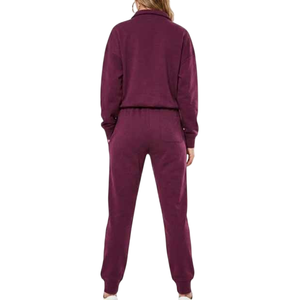 Chándal gris de manga larga para mujer, con media cremallera, color liso, ajuste holgado, informal, con bolsillos laterales y cierre con cordón, para otoño. - Product Image 4