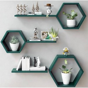 Mixed <b>Wood</b> Mosaic Floating Shelves Boho Patchwork Wholesale India - Product Image 5