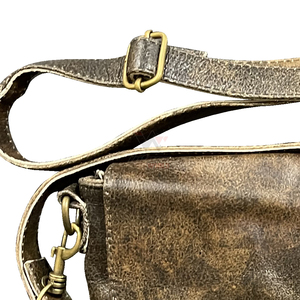 Mens Vintage Leather Crossbody <b>Bag</b> Brown Distressed <b>Small</b> <b>Shoulder</b> <b>Bag</b> Flap Buckle Zipper Pocket Durable Daily Use - Product Image 3