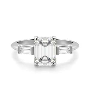 Anillos de boda de compromiso de 2CT para mujer, Plata de Ley 925, 3 piedras, Esmeralda, Baguette, corte de laboratorio, Diamante cultivado, anillo de promesa, regalos de oro - Product Image 1