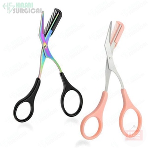 Top <b>Hot</b> Sales Manual CE Certified Eyebrow Scissors Mini Color Beauty Tools Curved Shears Abs Handle pink Small <b>Comb</b> Trimmer - Product Image 1