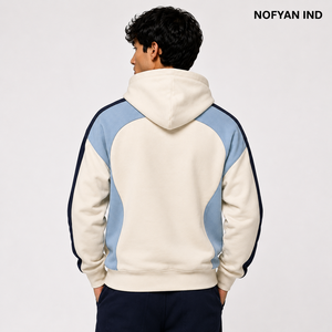 เสื้อฮู้ดดี้ NOFYAN IND แบรนด์ส่วนตัว สำหรับผู้ชาย แบบคัลเลอร์บล็อกกิ้ง แขนเสื้อแบบแร็กแลน ทรงปกติ ผ้าฝ้าย 100% เฟรนช์เทอร์รี่ สไตล์ลำลอง สตรีทแวร์ - Product Image 3