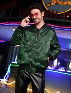 Chaqueta Varsity de Seda Satinada de Alta Calidad, Impermeable, Resistente al Viento, con Cuello Alto, Botones Personalizados, para Hombre, Moda de Invierno - Product Image 4