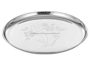 Platos redondos de acero inoxidable, platos de cena SS, bandeja de servicio de comedor indio thali Mess Plato de Thali indio - Product Image 2