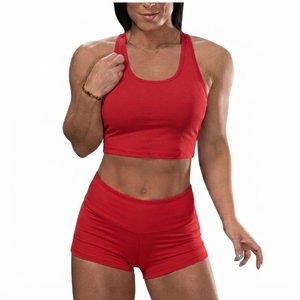 Women Solid for <b>Crop</b> <b>Top</b> Tank Set Breathable Spandex/Nylon Simple <b>Mesh</b> Button High Waist Shorts Skinny Fit V-neck Activewear All - Product Image 4