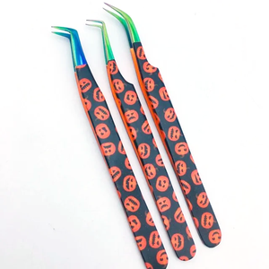 Pinzas para pestañas Black Silver Grip con punta de fibra, embalaje en caja rosa, etiqueta privada, para volumen, en venta. - Product Image 3