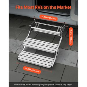 Accesorios Exteriores para Autocaravanas, Escalones Retráctiles Telescópicos Plegables de Aleación de Aluminio, Capacidad de 440 Libras - Product Image 5