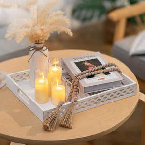 Bandeja de madera MDF blanca moderna con asas Bandeja de servicio decorativa para exhibición de sala de estar Mesa de comedor o mesa de centro Uso - Product Image 5