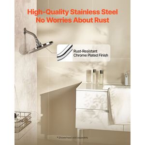 "6-Inch Wall-Mounted Stainless Steel <b>Shower</b> Head Arm Extender Chrome Finish PTFE Tape for G1/2 <b>Shower</b> Room <b>Accessories</b>" - Product Image 2