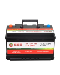 Batterie LiFePO4 liquide SES 12,8V 50Ah 52,5Ah 672Wh pour automobile, 3000 cycles, puce intégrée, stockage d'énergie, 0~60°C, 6KG, 200x240x540mm - Product Image 5