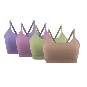 Seamless Racerback Sports Bra Scoop Neck Medium Support Solid Color Yoga Top For Women - Product Image 6