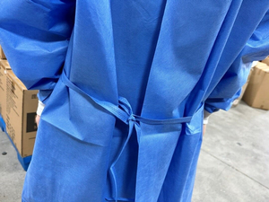 Blue Disposable Lab <b>Coat</b> With Tie Back For Hospital Use Unisex PP Woven Material - Product Image 6